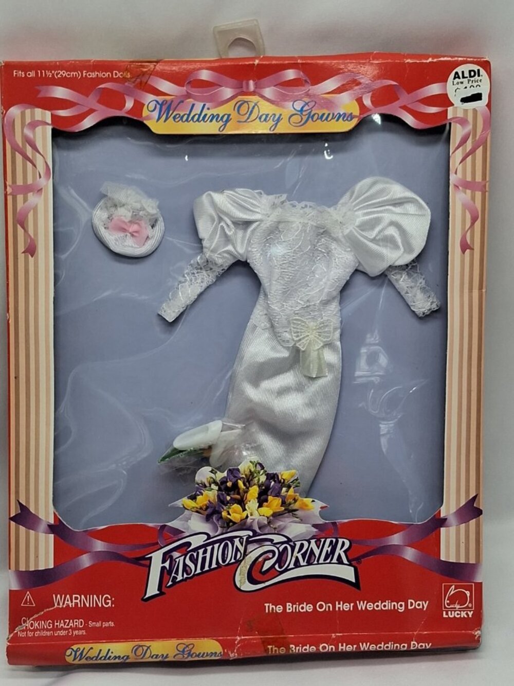 Vtg Aldi Lucky Doll 11" Bridal Collection, Wedding Fashions Dress Set 1996